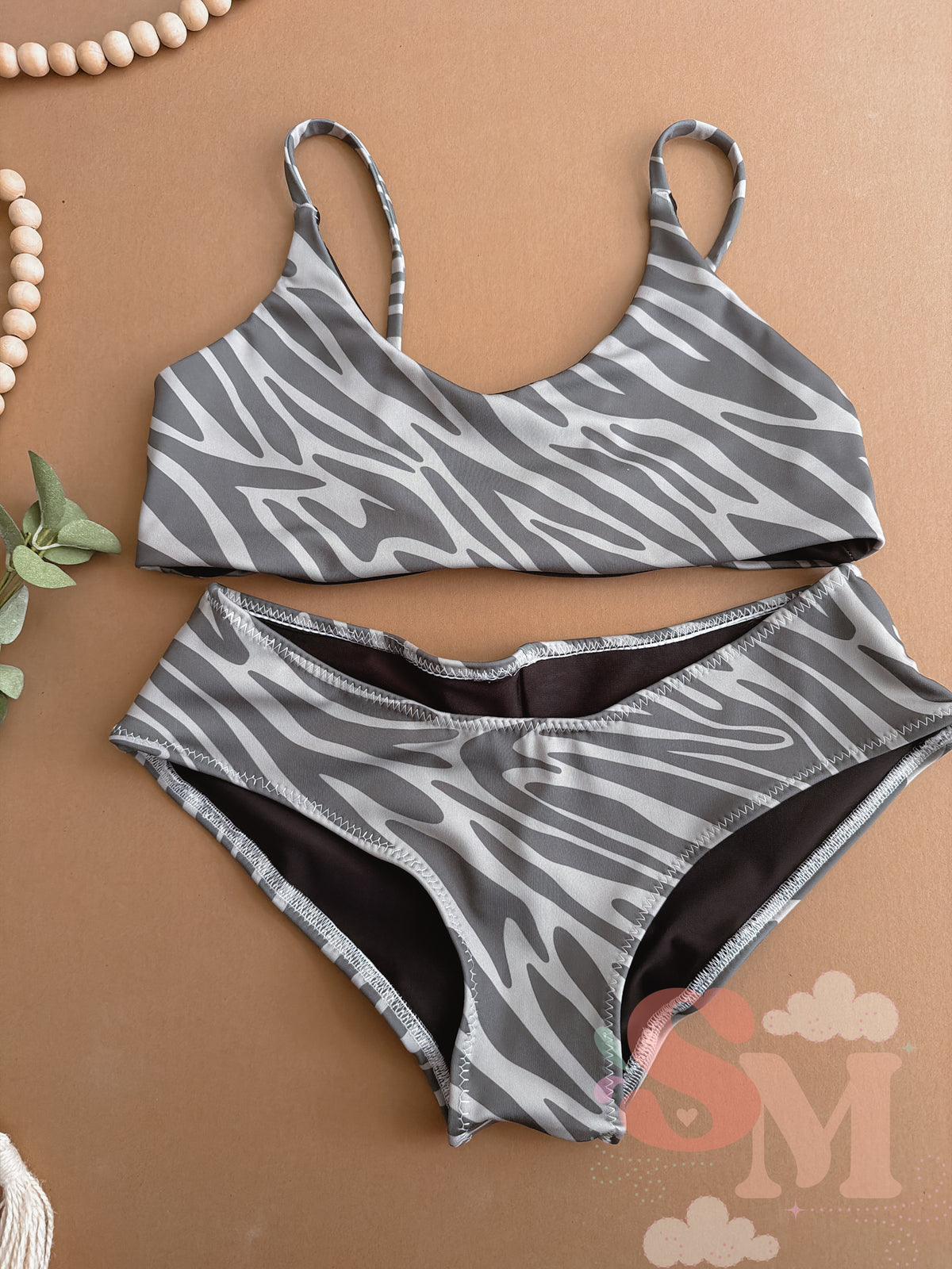 RTS Large Jace Top + Nikki Bottoms Green Zebra