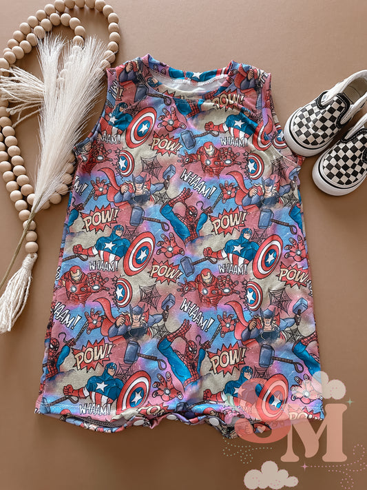 RTS 2T Tank Romper Superheros
