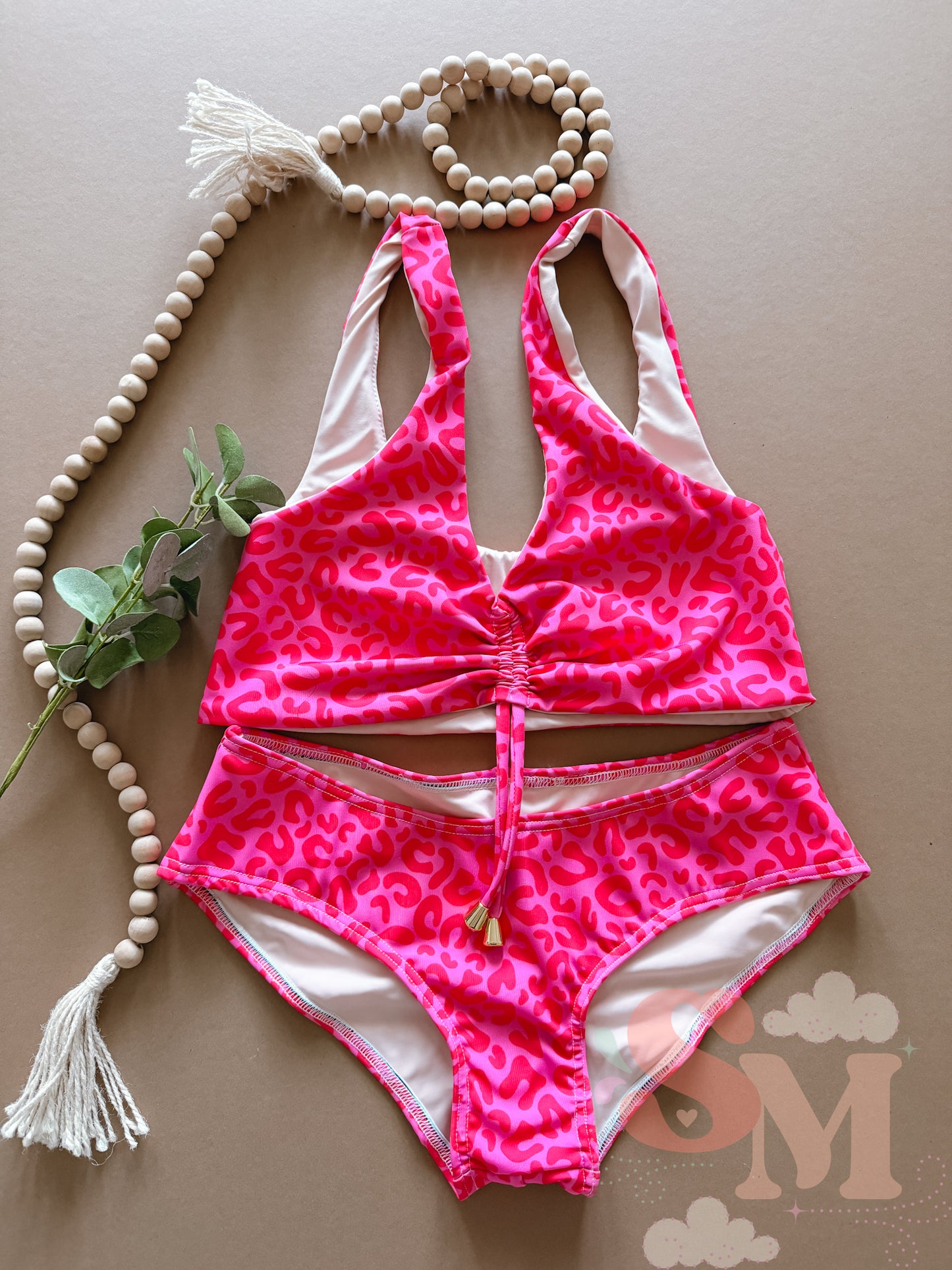RTS Mama Large Pink Cheetah Swimsuit Set