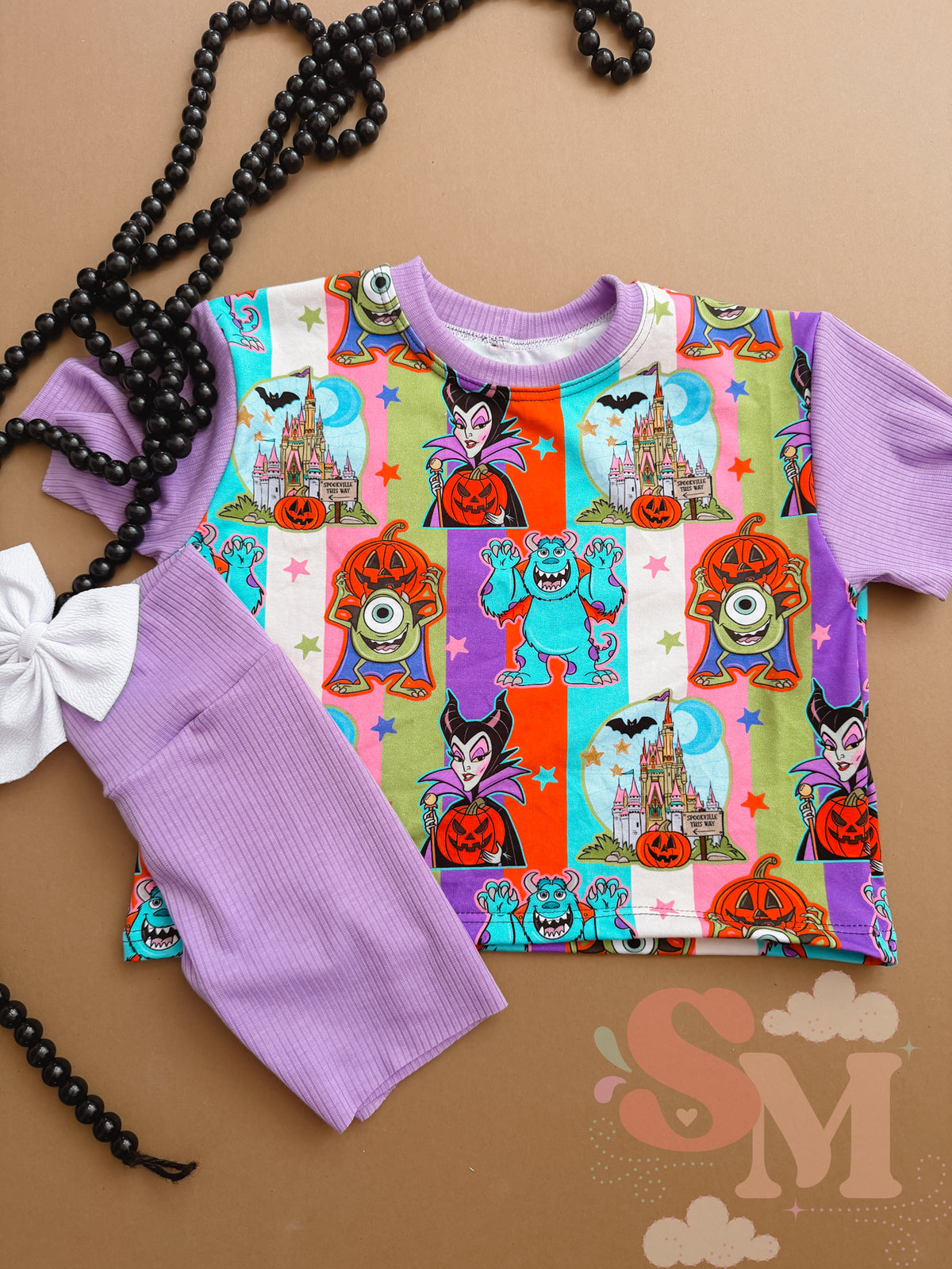 RTS 2T Oversized Tee & Bikers Set Stripe Character Halloween