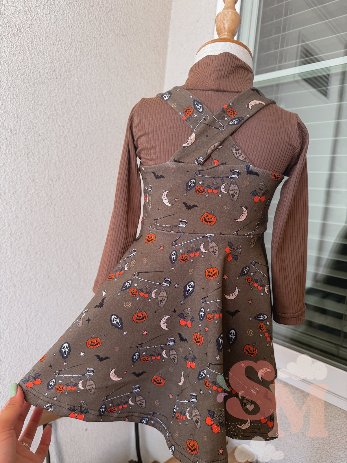RTS 18/24M Indy Dress & Coco Brown LS Shirt Set Spooky Charms