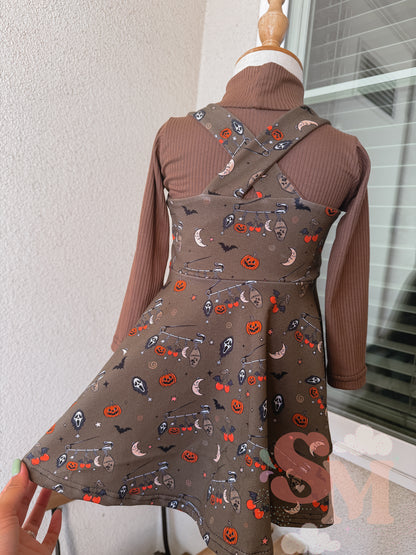 RTS 18/24M Indy Dress & Coco Brown LS Shirt Set Spooky Charms
