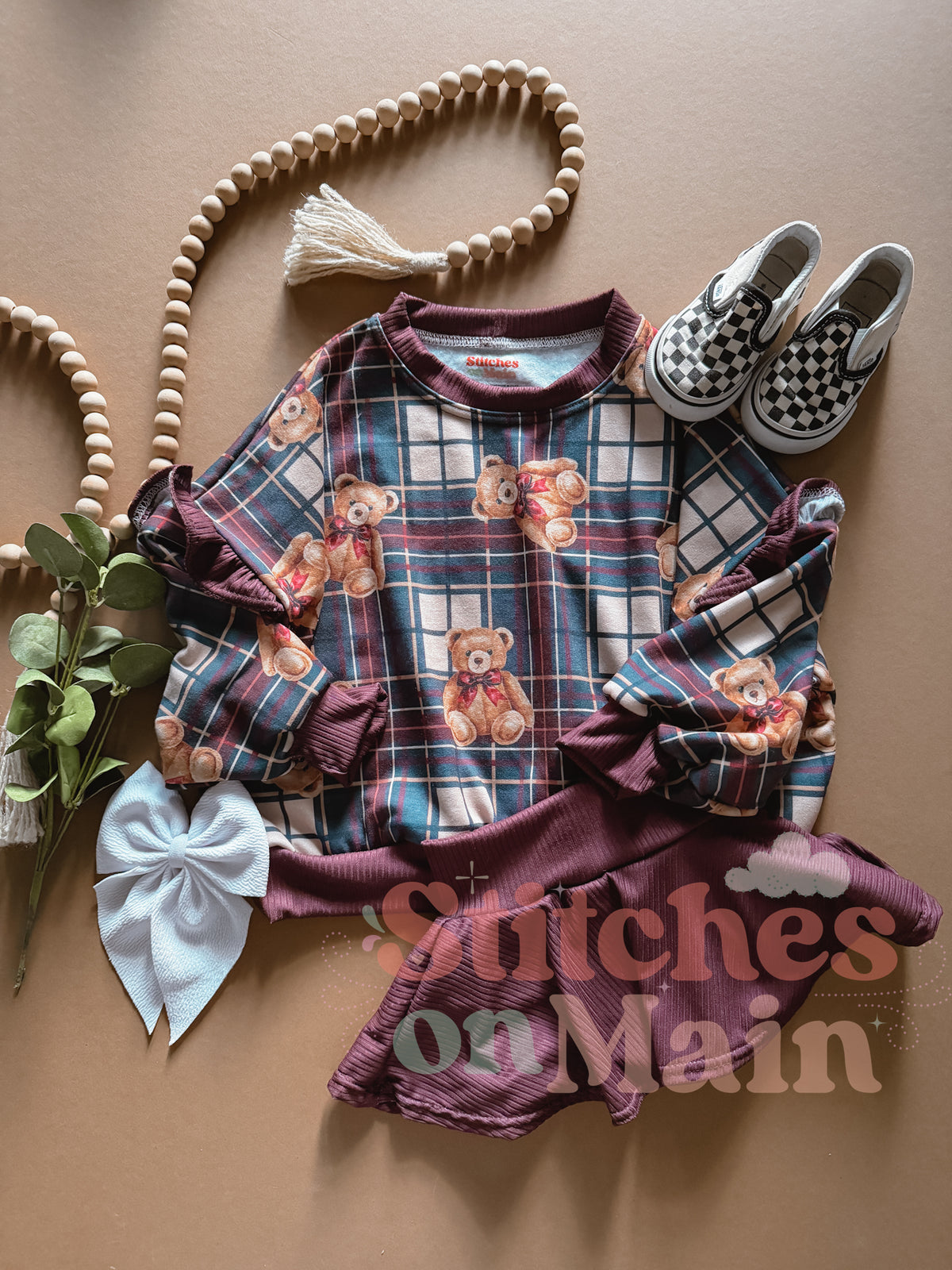 3T OS sweater + skirt teddies