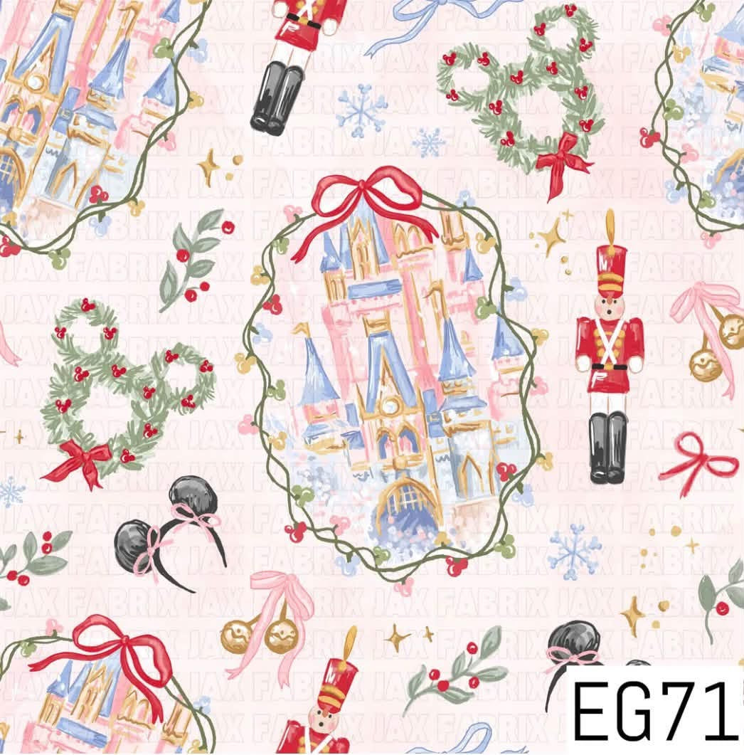 Castle Christmas print for handmade kids clothing by Stitches on Main