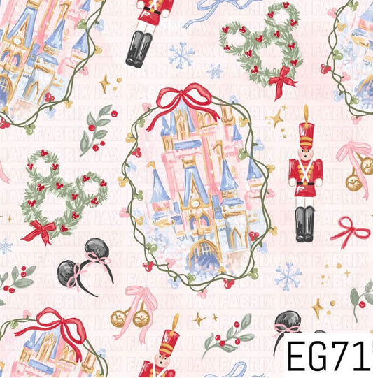 Castle Christmas print for handmade kids clothing by Stitches on Main