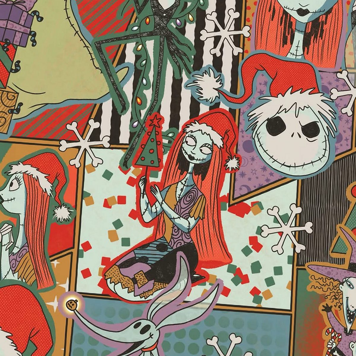 Holiday Patchwork Christmas print for handmade kids clothing by Stitches on Main