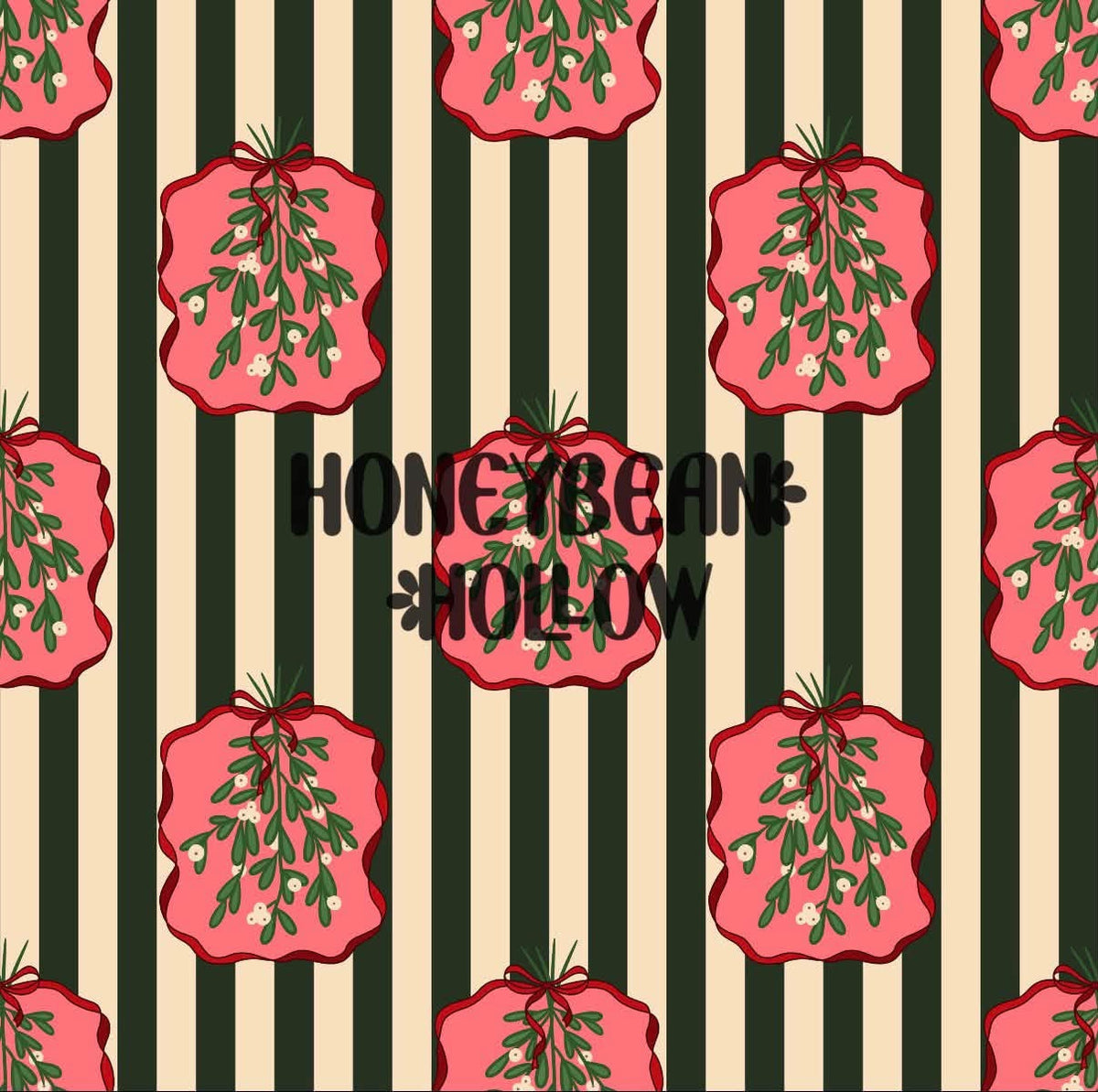 Mistletoe Stripe Christmas print for handmade kids clothing by Stitches on Main