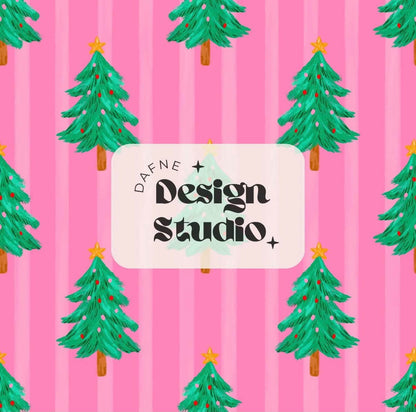 Pink Christmas Trees print for handmade kids clothing by Stitches on Main