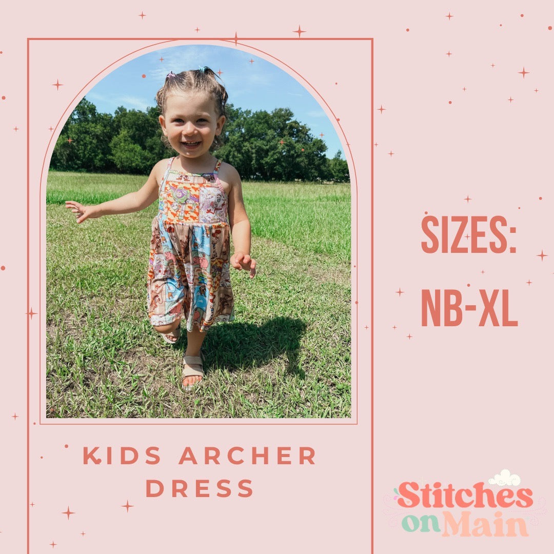 Archer Dress style, handmade kids clothing by Stitches on Main