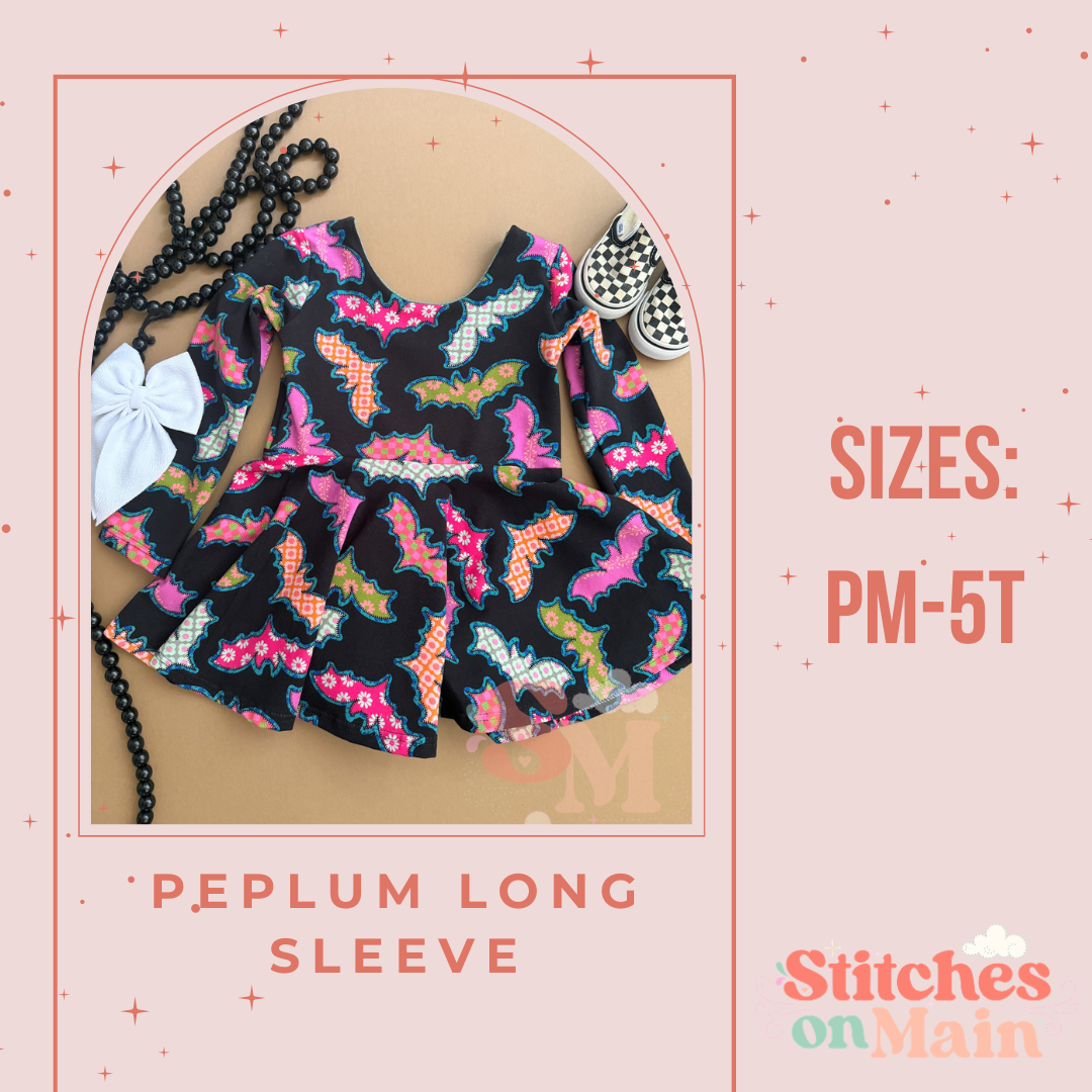 Long Sleeve Peplum style, handmade kids clothing by Stitches on Main