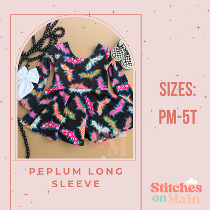 Long Sleeve Peplum style, handmade kids clothing by Stitches on Main