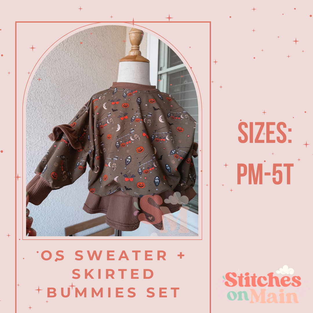 Oversized Sweater and Skirted Bummies Set style, handmade kids clothing by Stitches on Main
