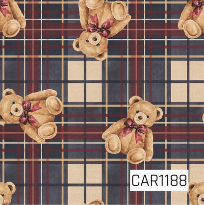Teddy Bear Plaid Christmas print for handmade kids clothing by Stitches on Main