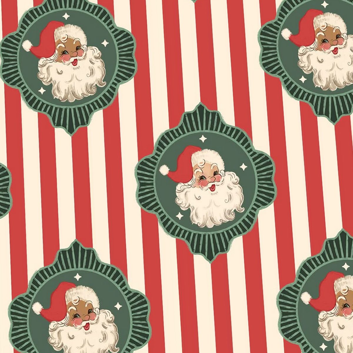 Vintage Santa Stripe Christmas print for handmade kids clothing by Stitches on Main