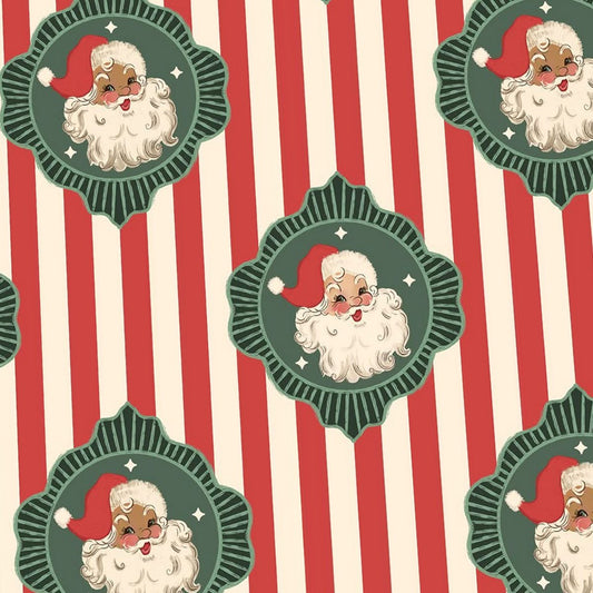 Vintage Santa Stripe Christmas print for handmade kids clothing by Stitches on Main